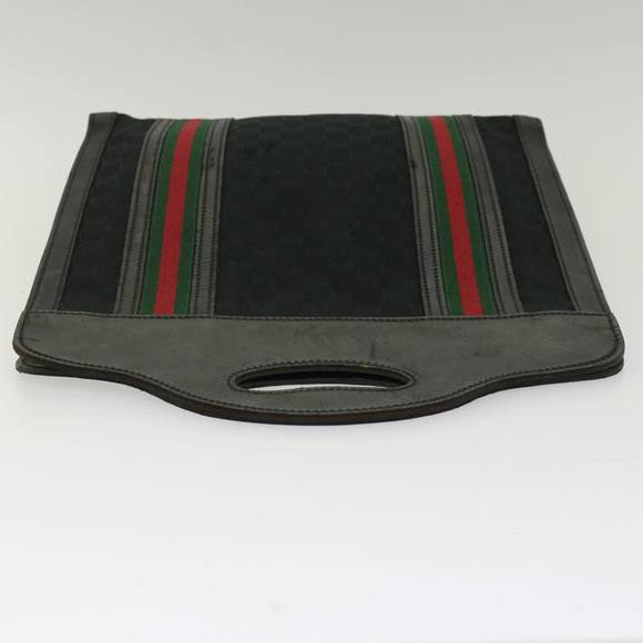 GUCCI GG Canvas Web Sherry Line Hand Bag Black Red Green Auth ep1216 - Picture 6 of 16